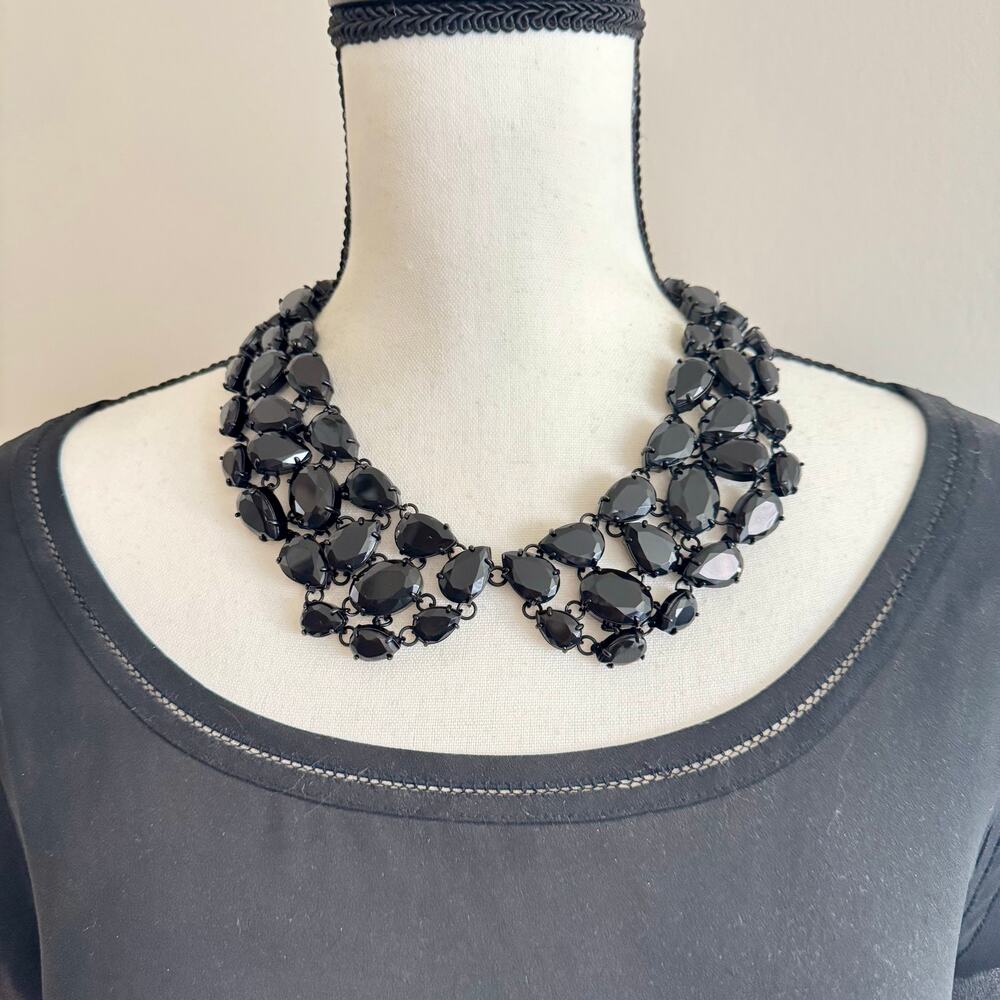 Kate Spade New York Plaza Anthee Collar Necklace Black Rhinestone Signed Rare - Picture 2 of 14